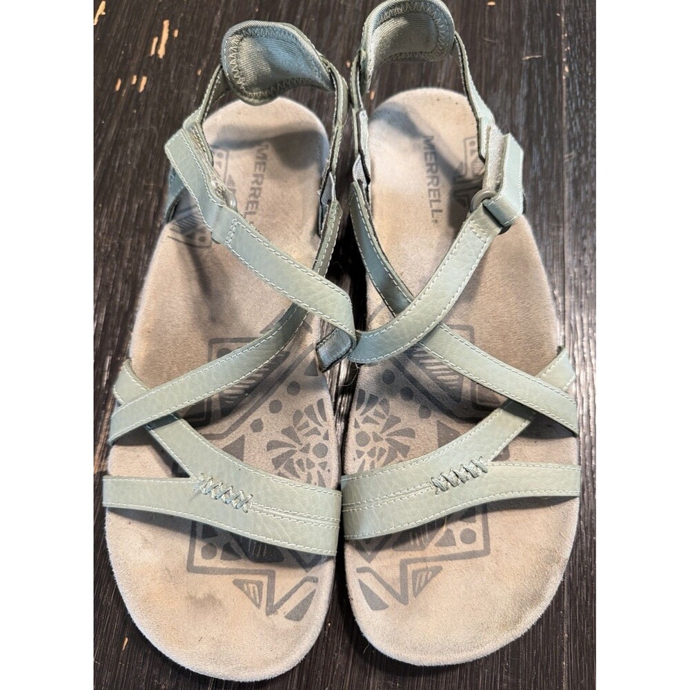 Merrell Sandspur Rose Convert Blue Dove Leather Strappy Sandals Women’s Sz 8